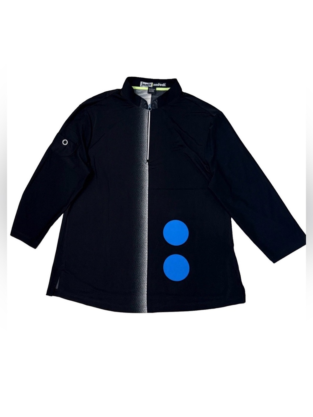 JAMIE SADOCK BLACK GRAPHIC PRINT 3/4 SLEEVE  1/4 ZIP GOLF TOP SHIRT SIZE L